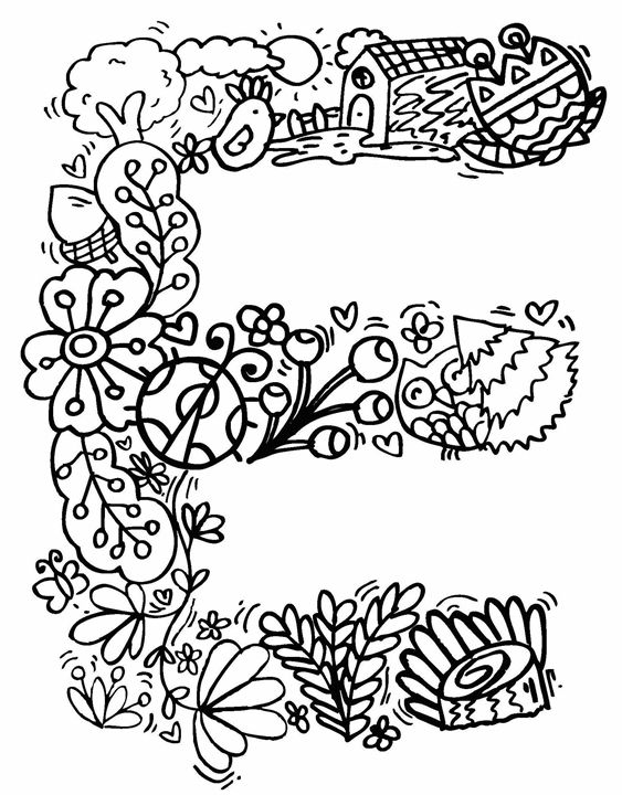 563x720 Alphabet E Doodle Art