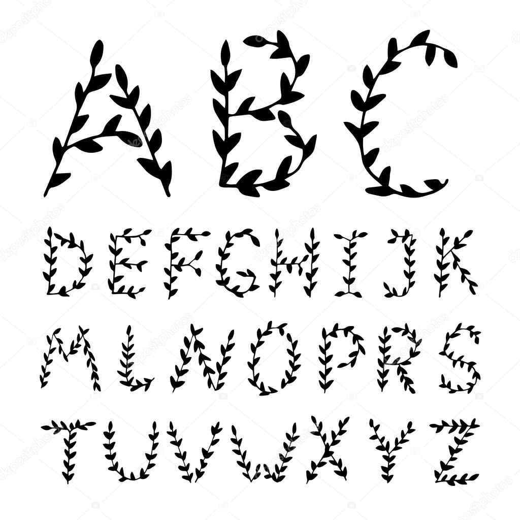 1024x1024 Romantic Hand Drawn Alphabet Letters. Stock Vector Bigbadmutuh