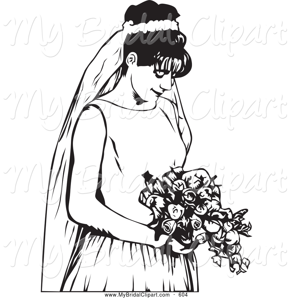 1024x1044 Bridal Clipart Of A Black And White Bride Waiting