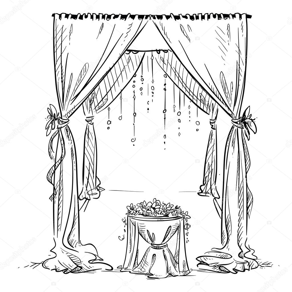 1024x1024 Wedding Arch. Wedding Altar. Decoration. Vector Sketch. Design
