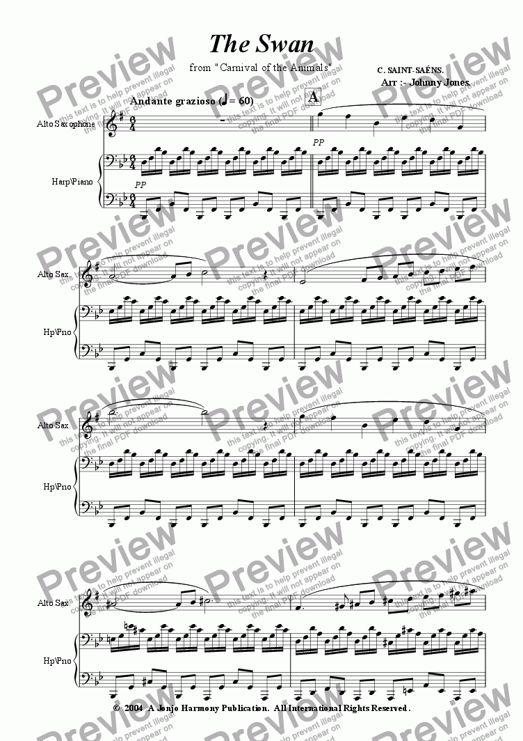 752x1064 Swan From Carnivale Of The Animals The Alto Sax A Piano