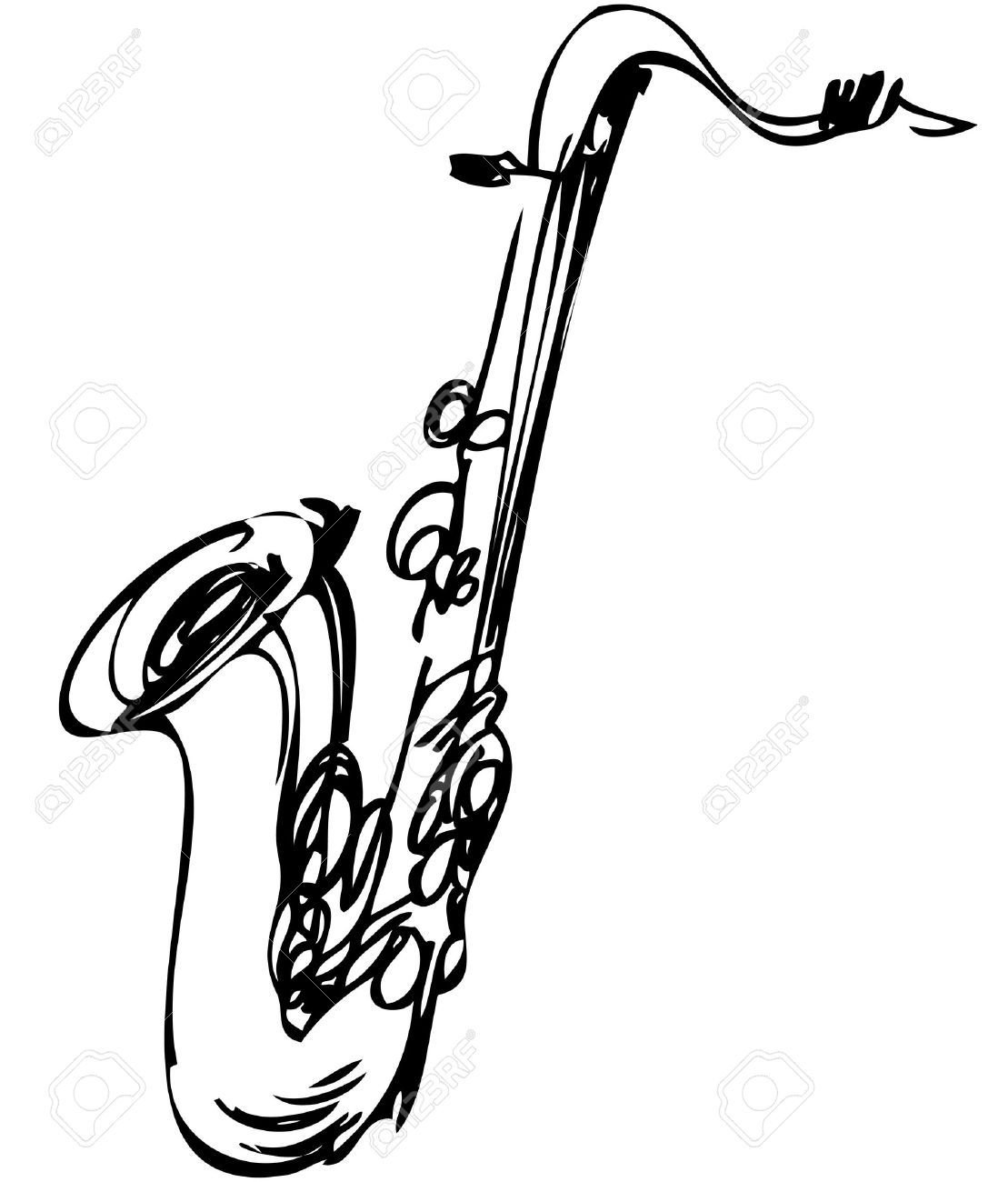 1109x1300 A Sketch Brass Musical Instrument Saxophone Tenor Royalty Free