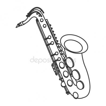 450x450 Sketch Brass Alto Saxophone Musical Instrument Stock Vector