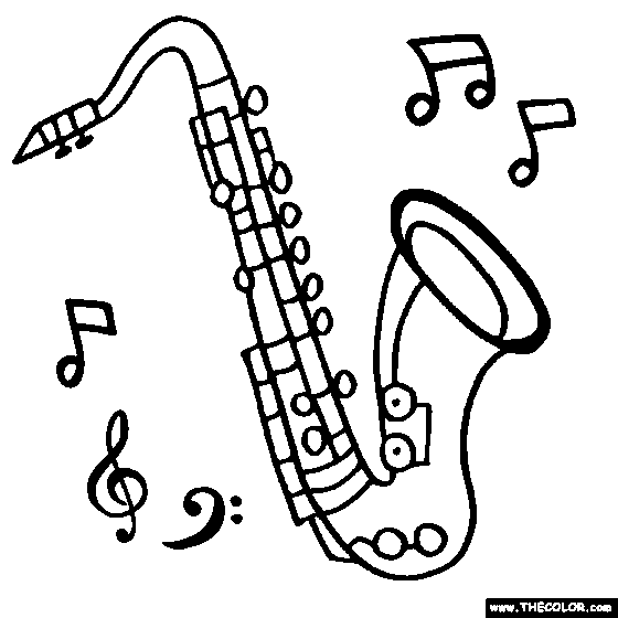 560x560 Tenor Saxophone Coloring Page Clarinet Coloring Page