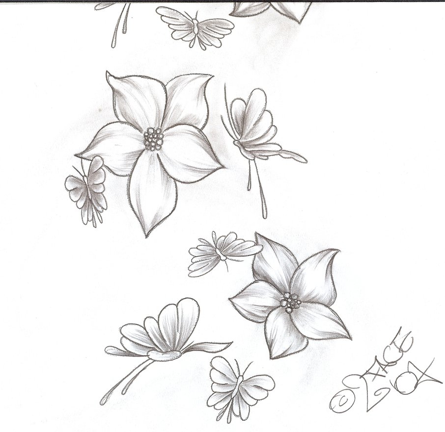 906x881 Tattoo Flowers Butterfly 2 2 By 2face Tattoo