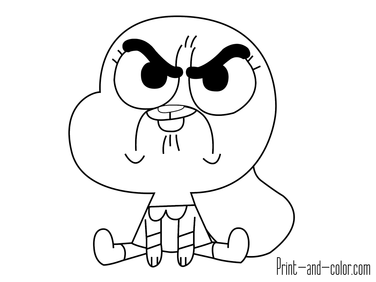 1200x900 Gumball Coloring Pages To Print Amazing World Of Gumball Coloring