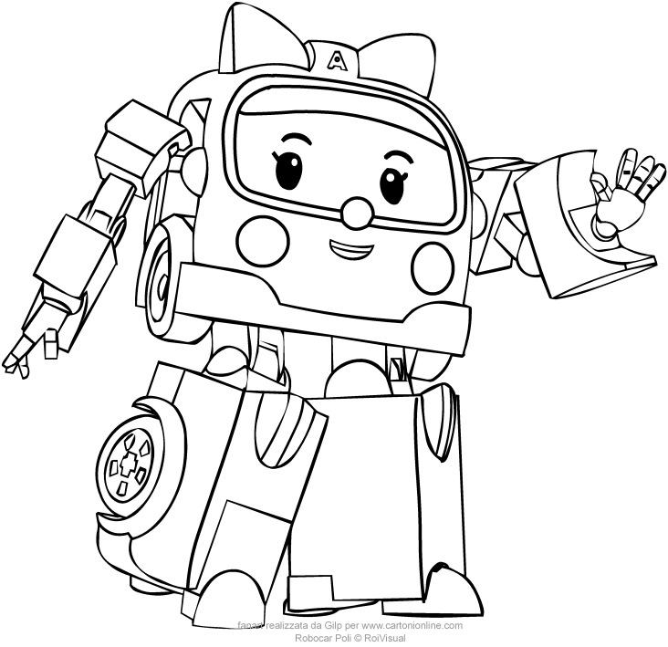 732x709 Amber From Robocar Poli Coloring Pages