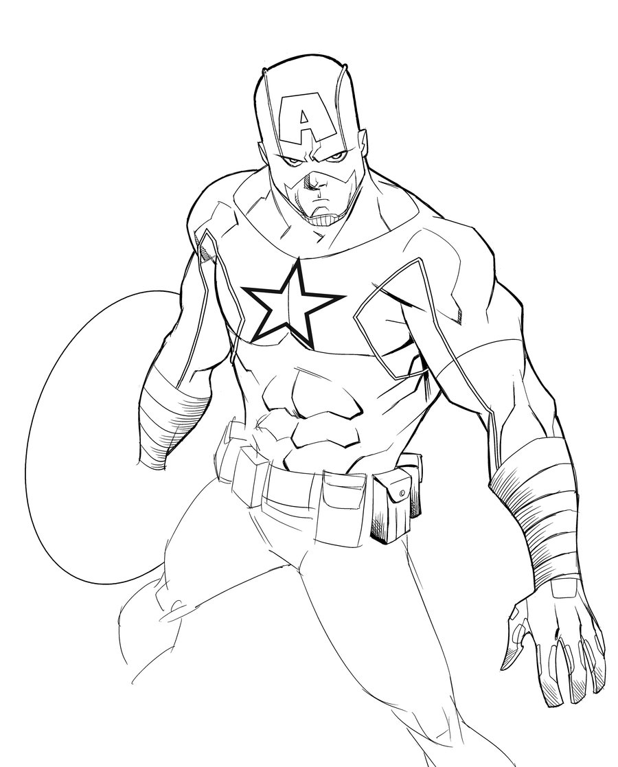 900x1117 Captain America By Theadriannelson Lineart Capt America