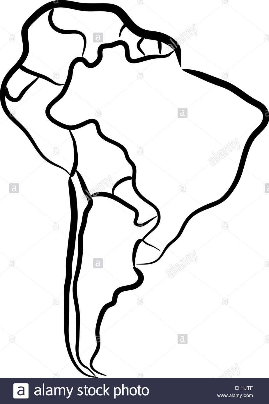 924x1390 Editable Vector Sketch Map Of South America Stock Vector Art