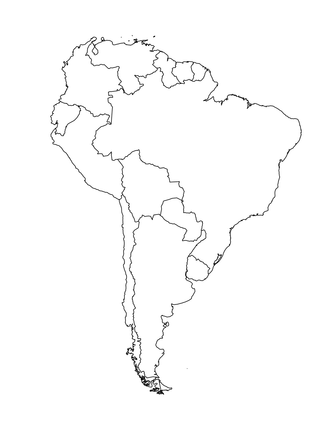 1159x1500 Map Of South America Blank