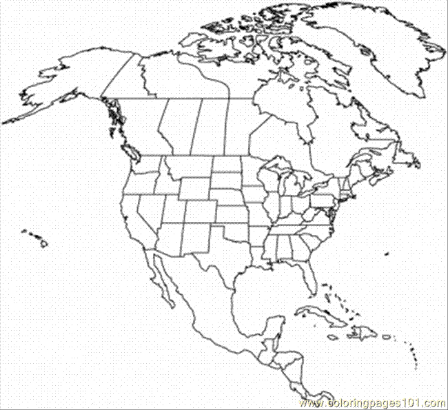 650x595 North America Coloring Page