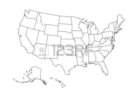 450x338 Blank Outline Map Of United States Of America. Simplified Vector