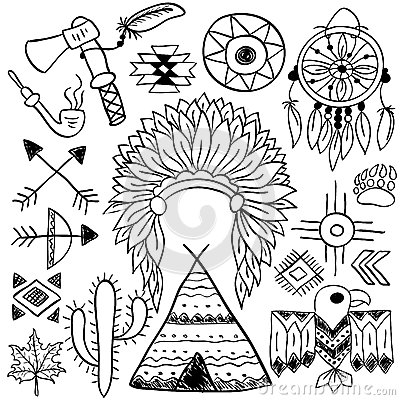 400x400 Native American Cherokee Headdress Linedrawing