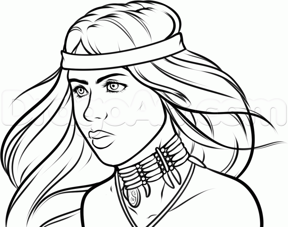 1193x941 Here Is The Drawing Of A Pretty Native American Girl. Description