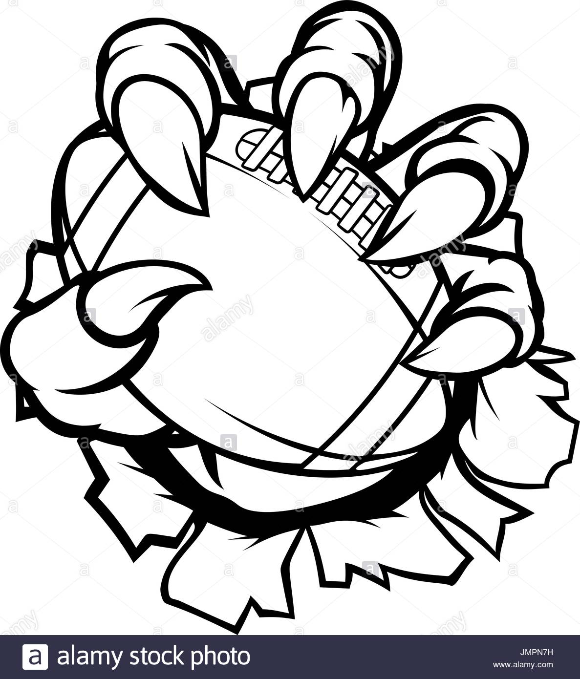 1187x1390 Monster Animal Claw Holding American Football Ball Stock Vector