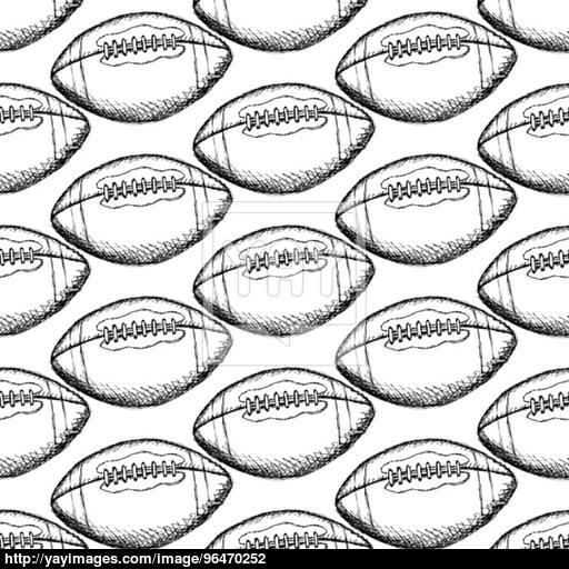 512x512 Sketch American Football Ball, Vector Seamless Pattern Vector