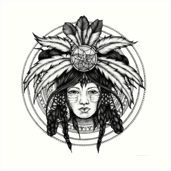 550x550 American Indian Girl Art Prints By Litedawn Redbubble