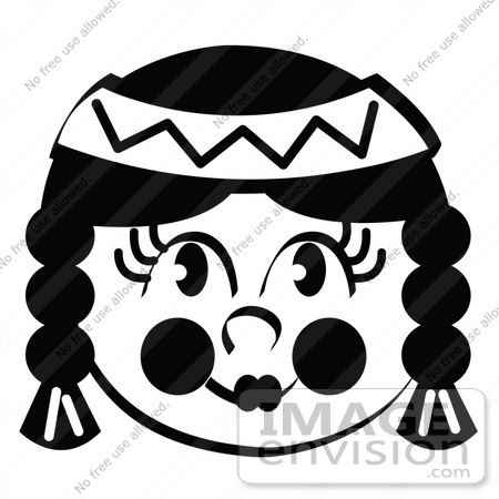 450x450 Clip Art Graphic Of A Native American Indian Girl With With Braids