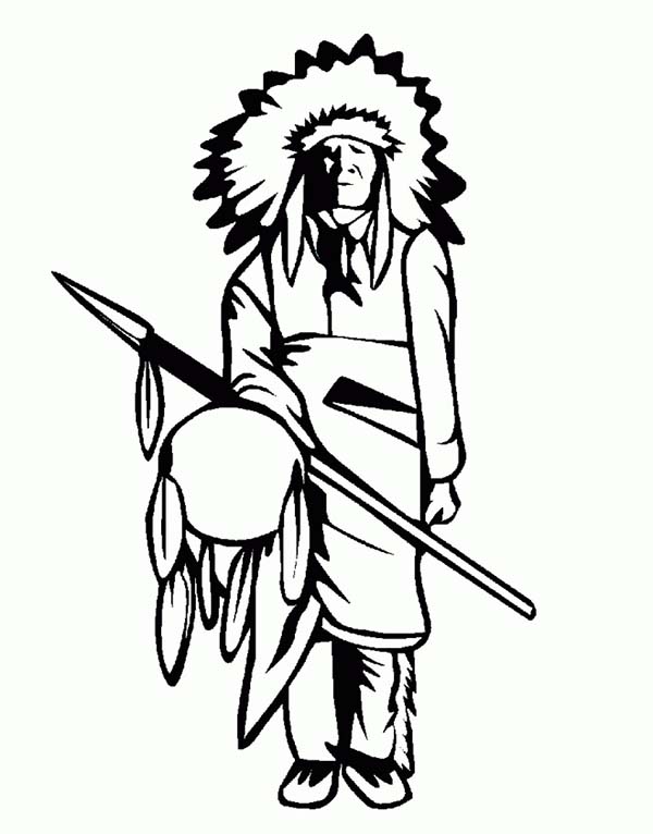 600x766 Native American Tribe Chief On Native American Day Coloring Page