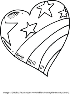 224x300 Free Large Heart Painted Like The American Flag Coloring Page 51