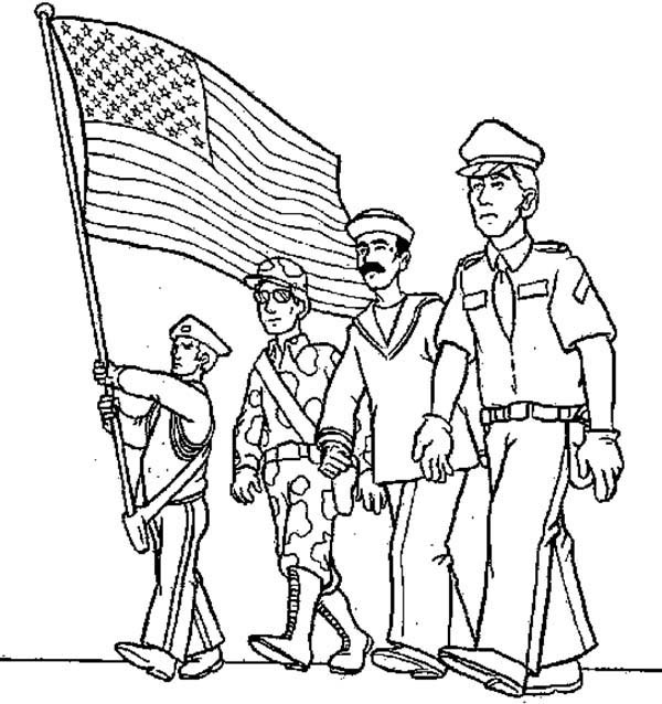 600x638 Waving American Flag In Armed Forces Day Coloring Page Batch