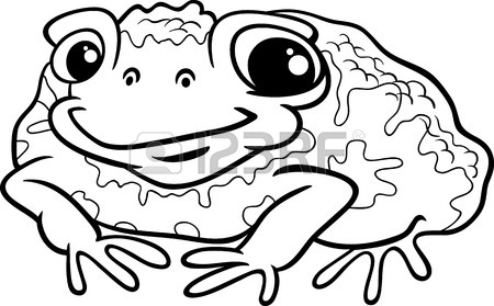 450x279 Black And White Cartoon Illustration Of Funny Toad Amphibian