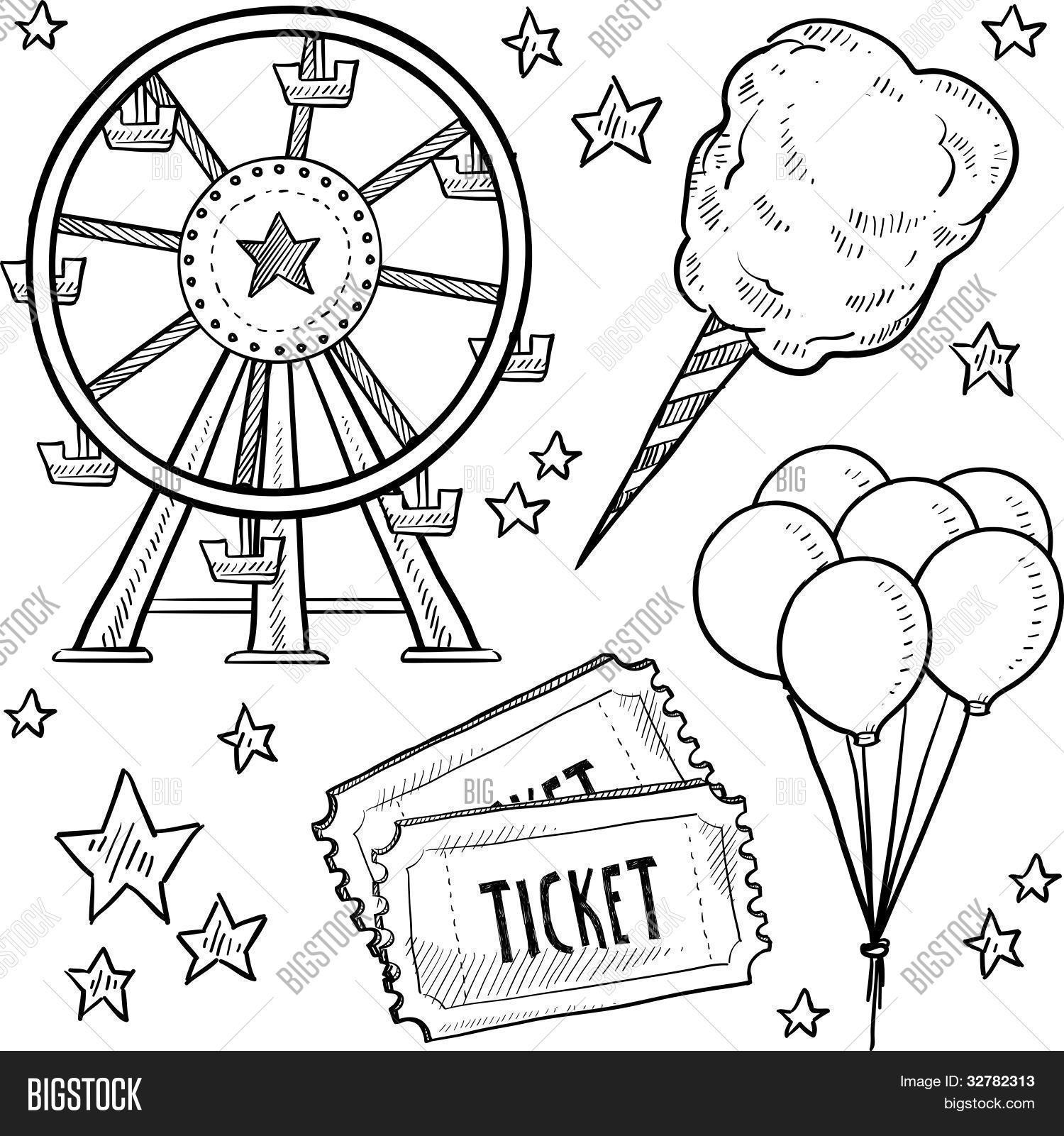 1500x1601 Amusement Park Objects Sketch Vector Amp Photo Bigstock