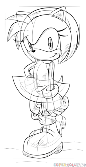 297x575 How To Draw Amy Rose The Hedgehog Step By Step Drawing Tutorials