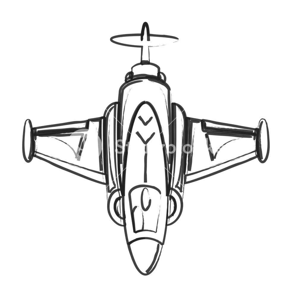 979x1000 Drawing Art Of Fighter Plane Royalty Free Stock Image