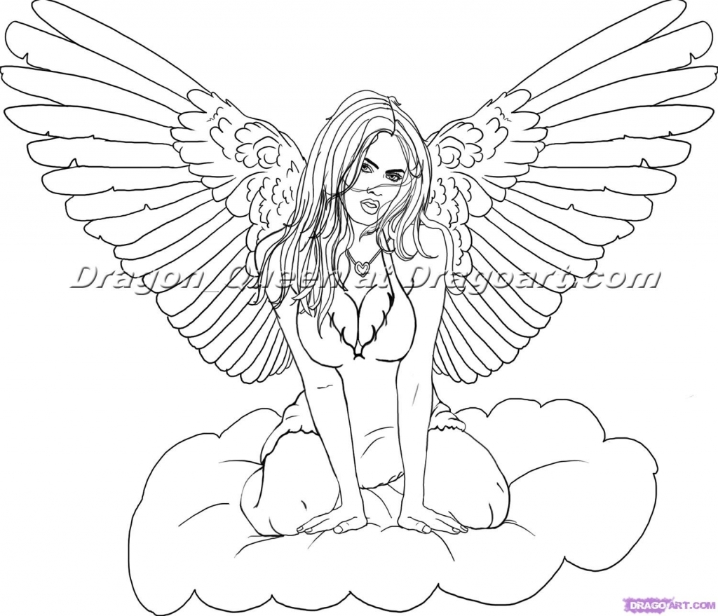1024x879 Drawing Of Angels Draw An Angel Step Step Drawing Sheets Added