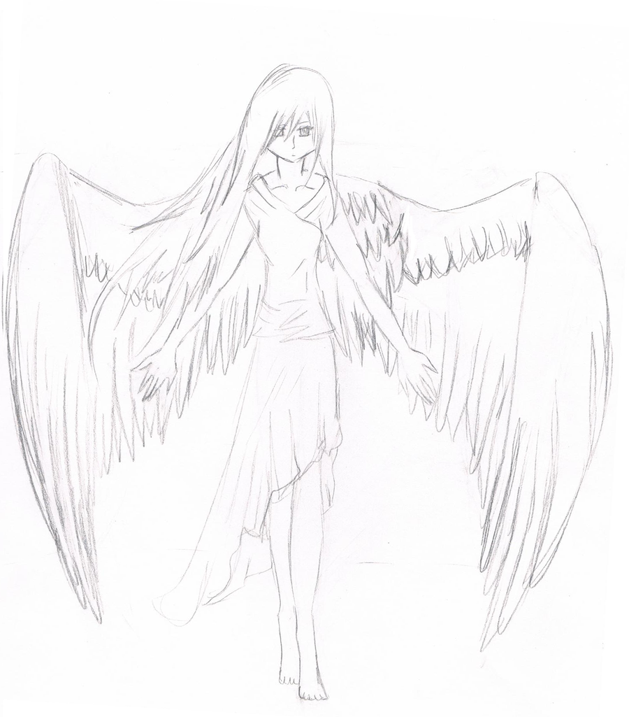900x1025 Sad Anime Angels Drawings In Pencil