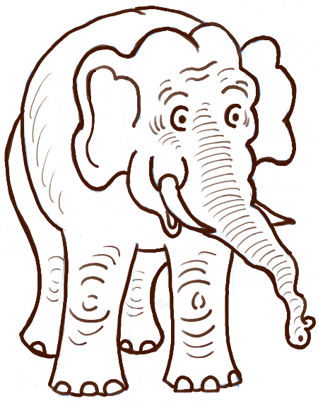 450x568 How To Draw Easy Cartoon Elephants With Simple Steps