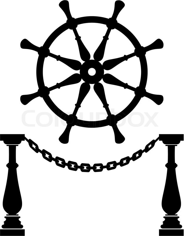 625x800 Helm. Steering Wheel And Anchor Chain Stock Vector Colourbox