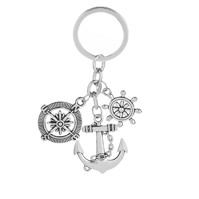 640x640 Vintage Anchor Keychain Creative Simple Rudder Compass Anchor Key