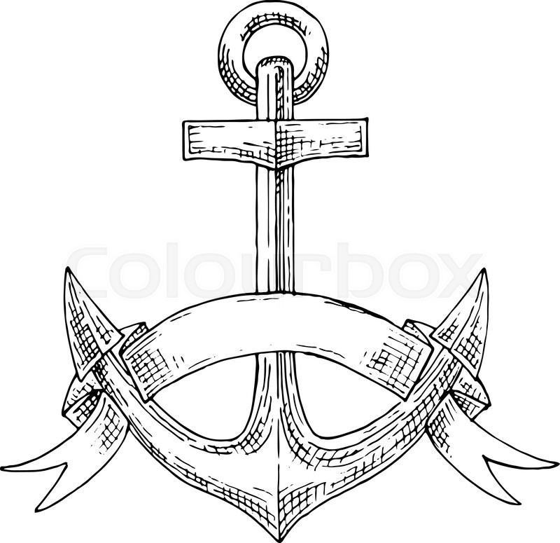 800x775 Nautical Emblem With Sketch Of Admiralty Anchor, Adorned By