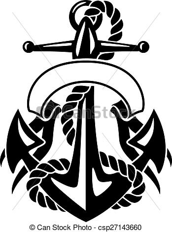 349x470 Anchor With Rope And Banner. Sharp Looking Ships Anchor, Clip