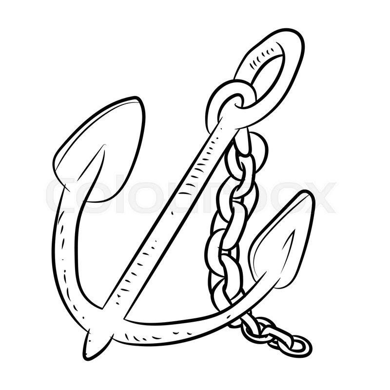 800x800 Hand Drawn Sketch Of Sea Anchor Isolated, Black And White Cartoon