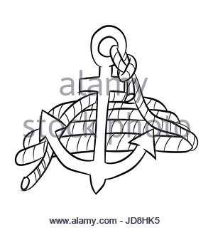 300x320 Drawing Anchor Rope Marine Nautical Vector Illustration Eps 10