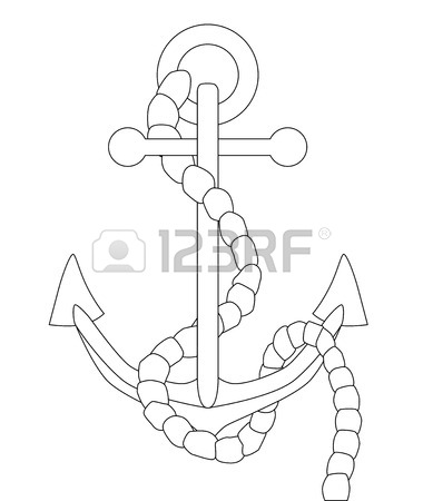 380x450 A Black And White Outline Drawing Of A Typical Ships Anchor
