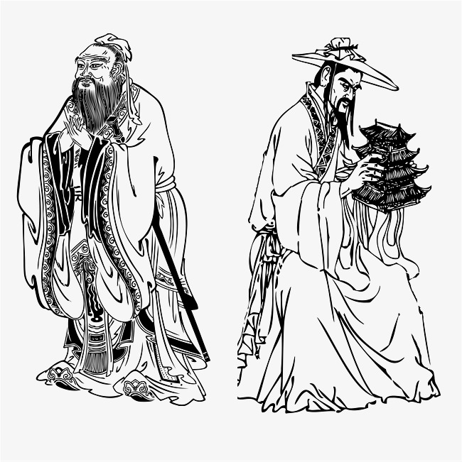 650x651 Confucius And Luban Line Drawing Vector Illustration Material