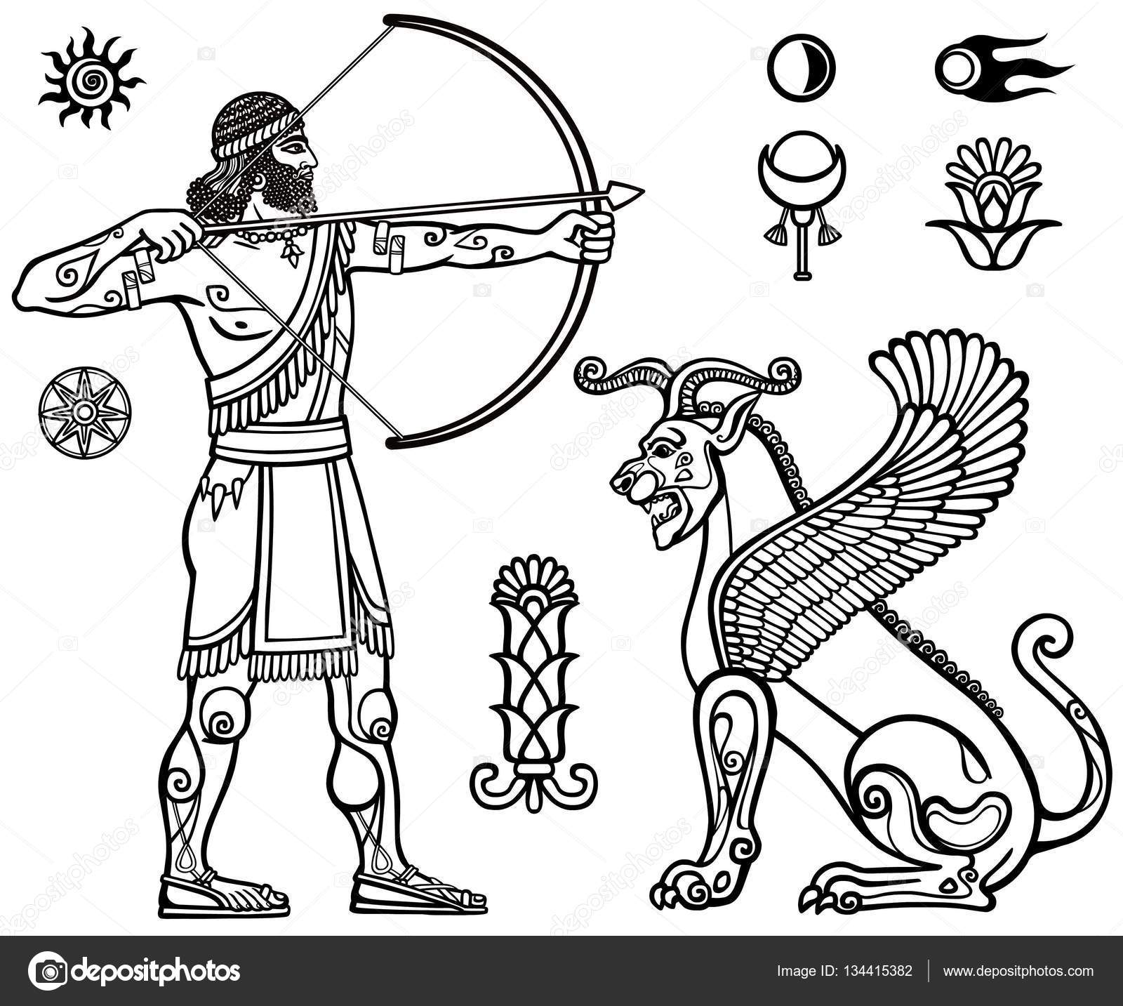 1600x1433 Of The Ancient Archer Mythical Animal. Full Growth. Black