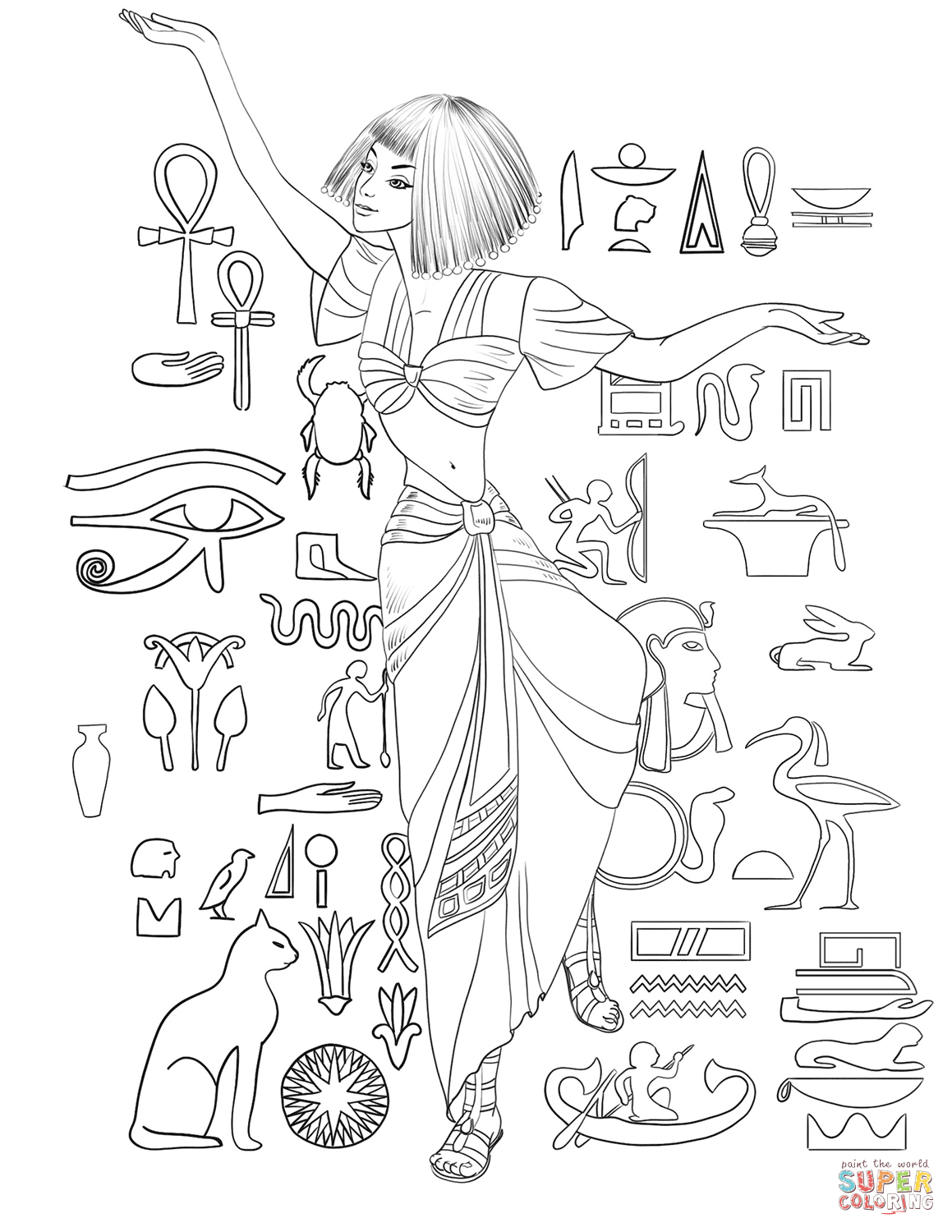 1159x1500 Ancient Egyptian Girl Dancing Coloring Page Free Printable
