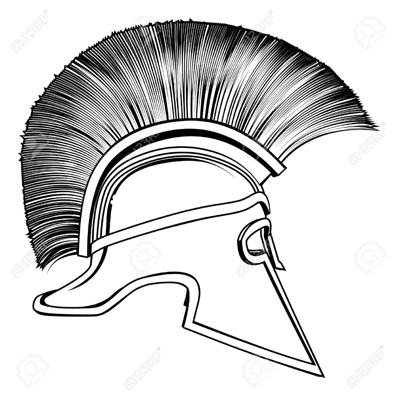 1300x1292 Black And White Illustration Of A Side On Ancient Greek Warrior
