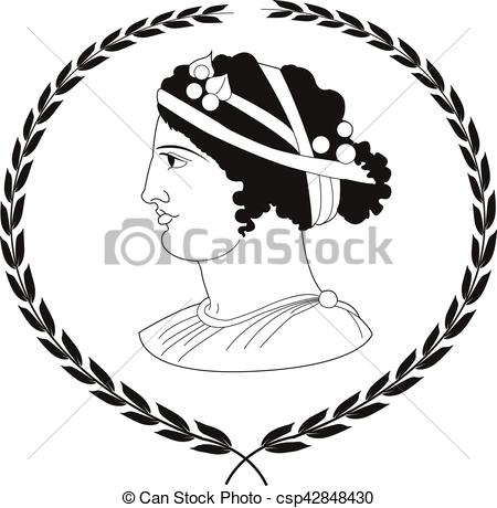 450x460 Hand Drawn Decorative Logo With Head Of Ancient Greek Women