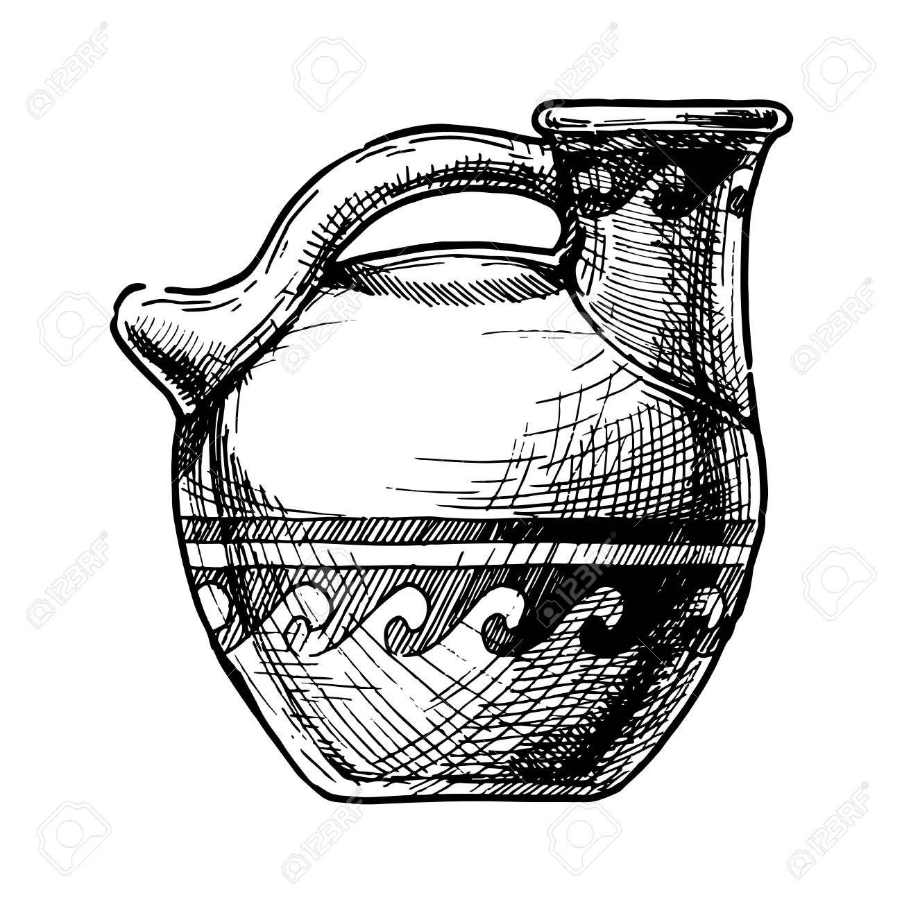 1300x1300 Vector Hand Drawn Sketch Of Ancient Greek Vase. Askos, Pottery