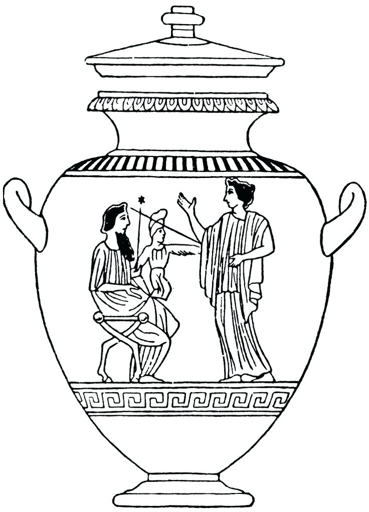 Ancient Greek Vase Clip Art Sketch Coloring Page