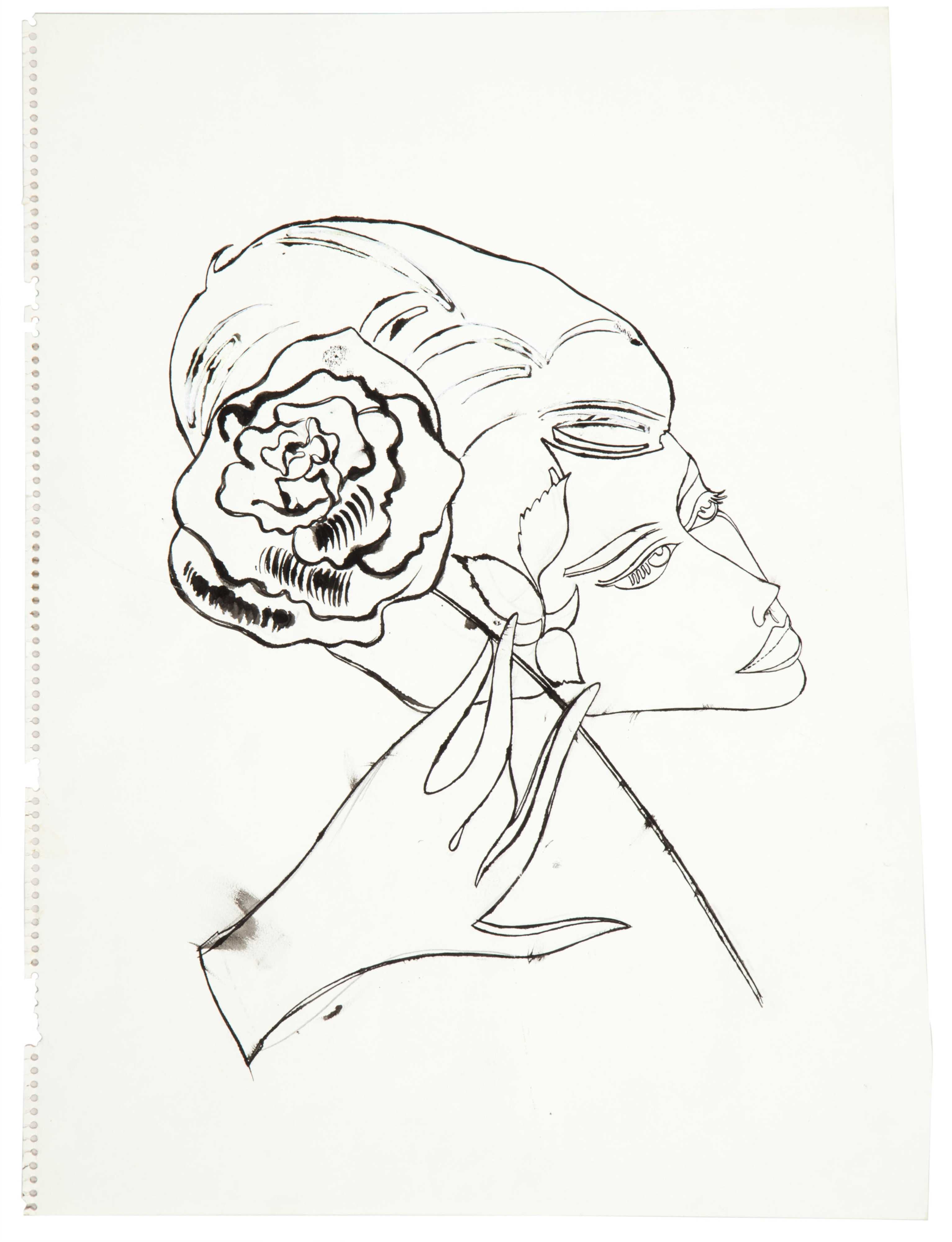 3066x4000 Female Head, Hand And Flower Warhol And Sketches