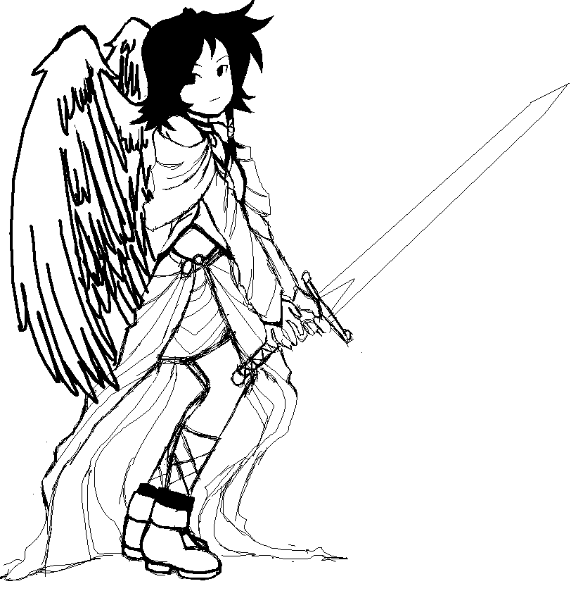 812x849 Angel Anime Girl With Sword By Rpgkid