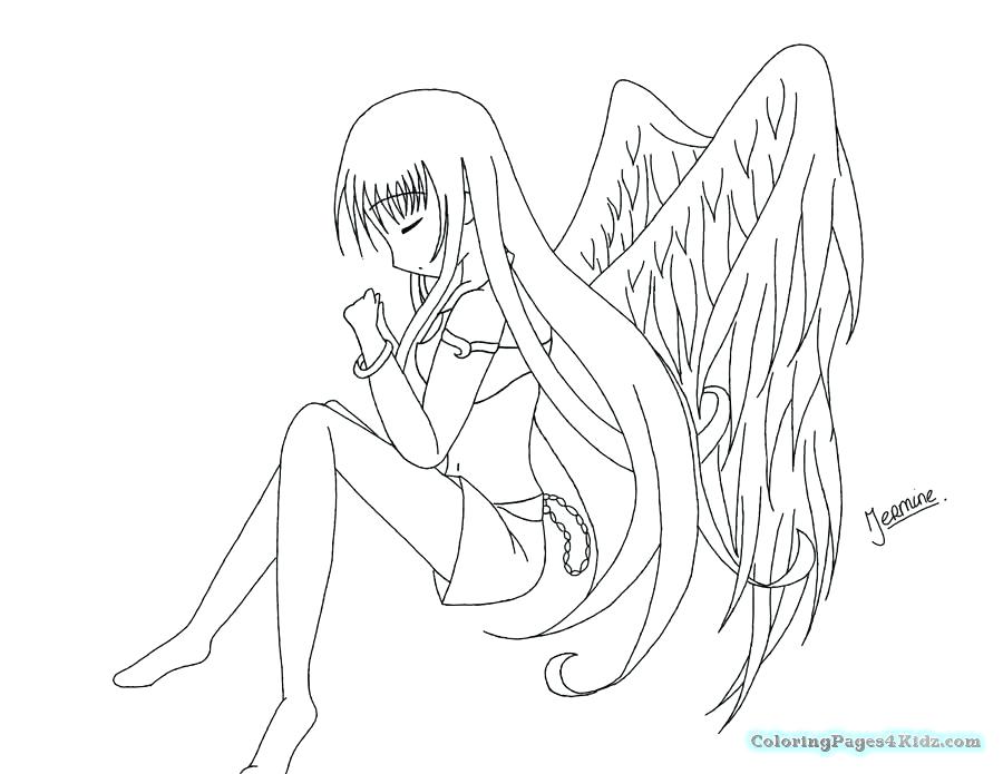 900x695 Best Of Anime Coloring Pages Pictures Angel Anime Girl Coloring