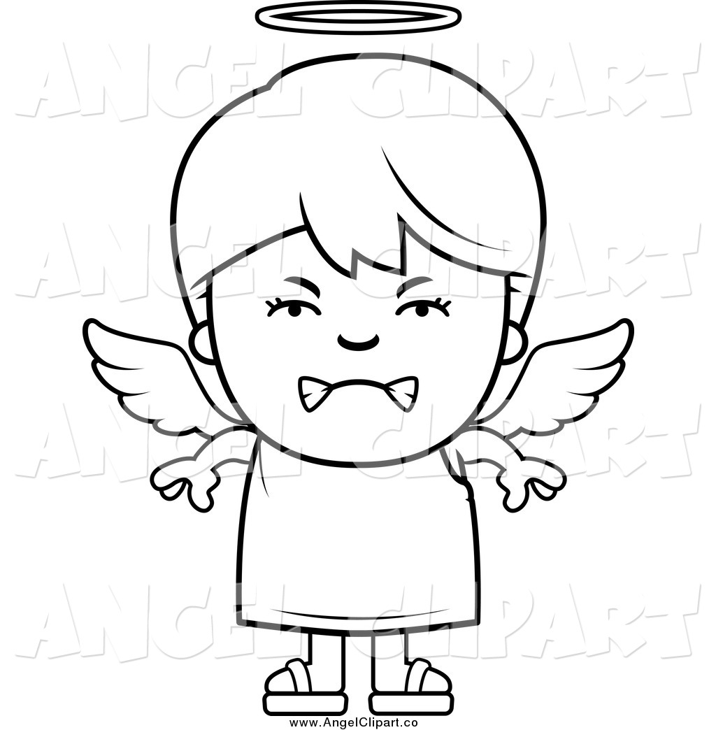 1024x1044 Clip Art Of A Black And White Mad Angel Boy By Cory Thoman